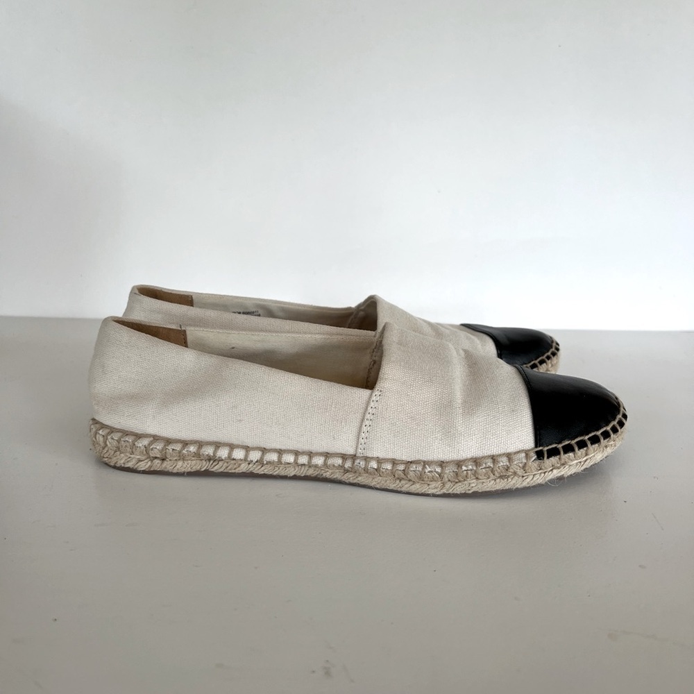J. Crew Facto Canvas Espadrilles Flats with Black Cap Toe, size 8 - Picture 2 of 10